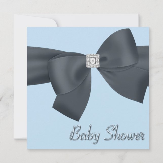 Elegante Black and Blue Baby Dusche Einladung (Vorderseite)