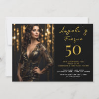 Elegante Black and Gold 50. Einladung