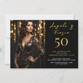 Elegante Black and Gold 50. Einladung