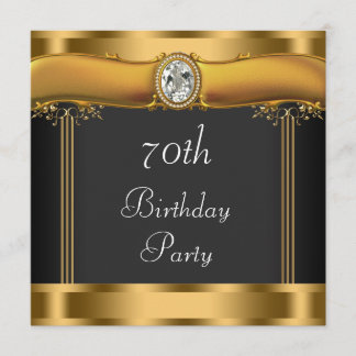 Elegante Black and Gold 70. Geburtstagsparty Einladung