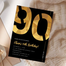 Elegante Black and Gold 90. Geburtstagsparty