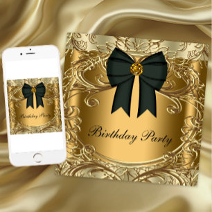 Elégante Black and Gold Anniversaire Invitations