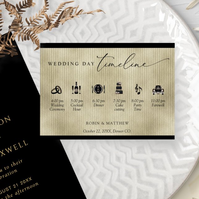 Elegante Black and Gold Champagne Hochzeitszeitsch Begleitkarte (Von Creator hochgeladen)
