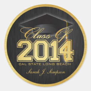 Elegante Black and Gold Class 2014 Runder Aufkleber