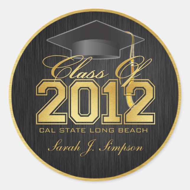 Elegante Black and Gold Class of 2012 Stickers (Vorderseite)