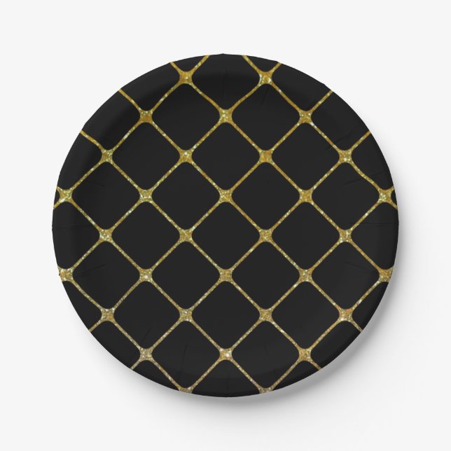 Elegante Black and Gold Design Paper Party Teller (Vorderseite)