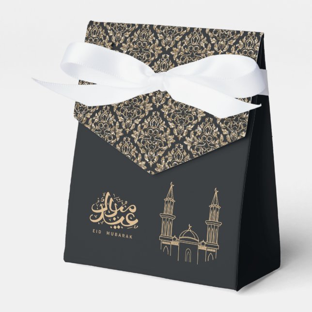 Elegante Black and Gold Eid Mubarak Geschenkboxen Geschenkschachtel (Vorderseite)