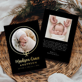 Elegante Black and Gold Foil Bow Geburtserklärung Folieneinladung