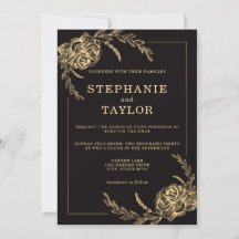 Elegante Black and Gold Foil Rose Hochzeit