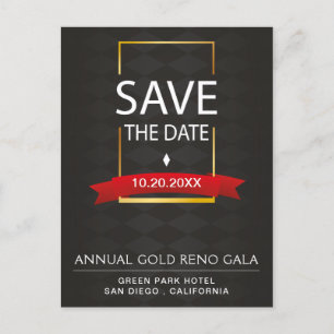 Elegante Black and Gold Gala Save the Date Ankündigungspostkarte
