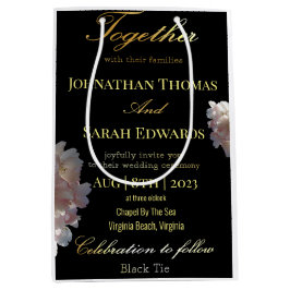 Elegante Black and Gold Gastgeschenk Hochzeit Gesc Mittlere Geschenktüte