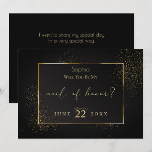 Elegante Black and Gold Glitzer Trauzeugin Einladung