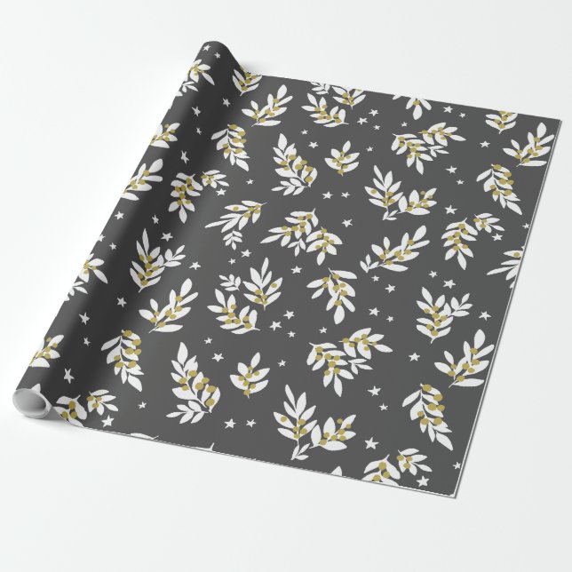 Elegante Black and Gold Hollie Geschenkpapier (Ungerollt)