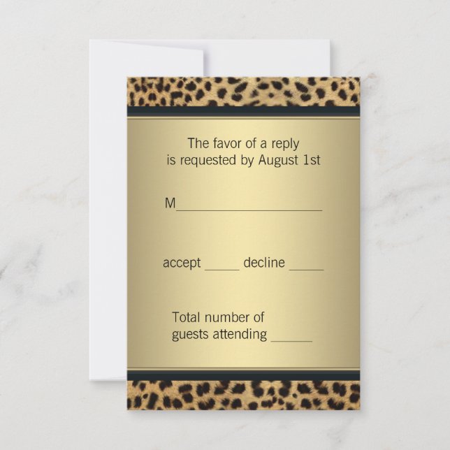 Elegante Black and Gold Leopard UAWG RSVP Karte (Vorderseite)