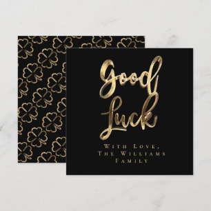 Elegante Black and Gold Look Clovers Viel Glück Feiertagskarte