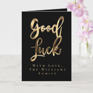 Elegante Black and Gold Look Script Viel Glück Karte