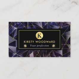 Elegante Black and Gold Midnight Crystal Galaxy Visitenkarte