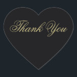 Elegante Black and Gold Monogram Vielen Dank Herz-Aufkleber<br><div class="desc">Diese eleganten herzförmigen Dankeschön-Aufkleber in Gold auf schwarz wird die perfekte Touch zu Ihren Dankeschön-Karten. Teil unseres eleganten Black & Gold Heart Blühe Hochzeitssuite von Künstlerin Susan Coffey.</div>