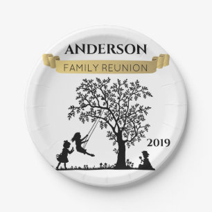 Elegante Black and Gold Personalisiert Family Wied Pappteller