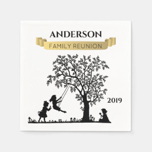 Elegante Black and Gold Personalisiert Family Wied Serviette