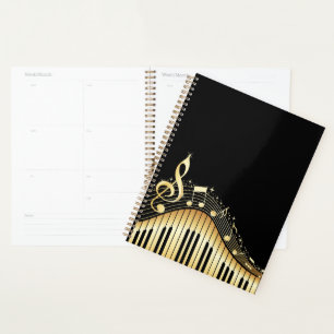 Elegante Black and Gold Piano Tastatur Planer