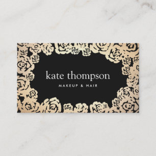 Elegante Black and Gold Rose Bloral Visitenkarte