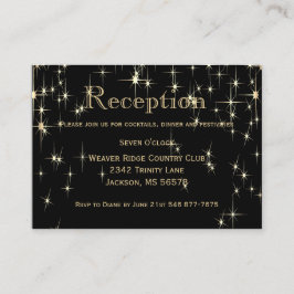 Elegante Black and Gold Starlights - Empfang Begleitkarte