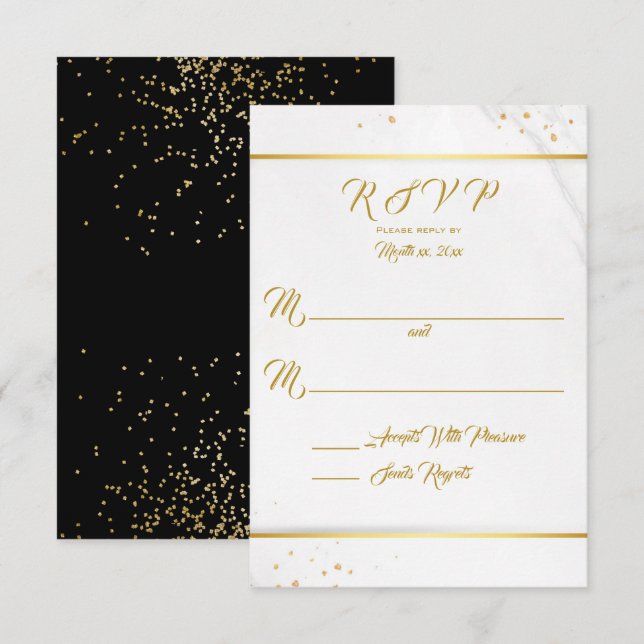 Elegante Black and Gold UAWG RSVP Karte (Vorne/Hinten)