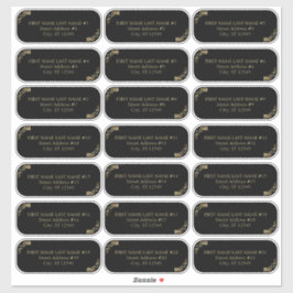 Elegante Black and Gold Wedding Guest Address Aufkleber