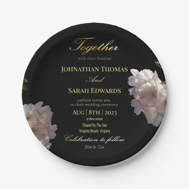 Elegante Black and Gold Wedding Paper Teller (Vorderseite)