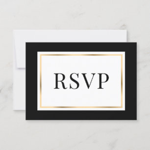 Elegante Black and Gold Wedding Response Card RSVP Karte