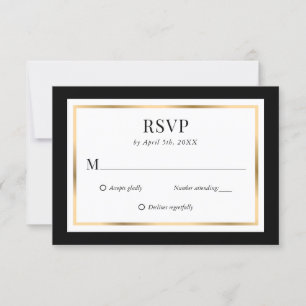 Elegante Black and Gold Wedding RSVP Card