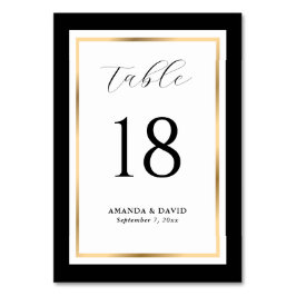 Elegante Black and Gold Wedding Tischnummer