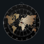 Elegante Black and Gold Weltkarte Dartscheibe<br><div class="desc">Elegant Black Honeymoon Fund World Map</div>