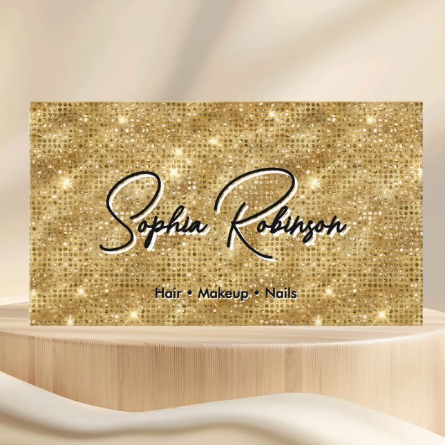 Elegante Black and Imitats Gold Glitzer Business C Visitenkarte (Von Creator hochgeladen)