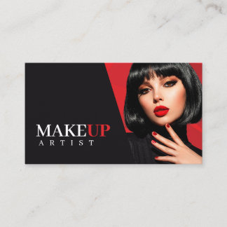 Elegante Black and Red Beauty Business Card Visitenkarte
