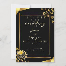 Elegante Black and Shiny Butterfly Black Wedding Einladung