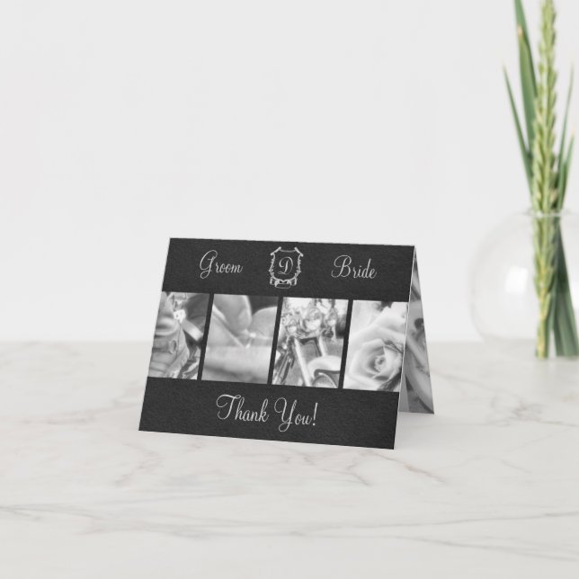 Elegante Black and White Biker Wedding Vielen Dank Dankeskarte (Vorderseite)