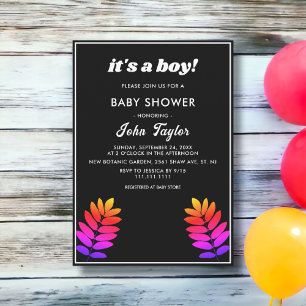 Elegante Black and White Boho Glow Fall Babydusche Einladung