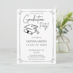 Elegante Black and White Foto Graduation Party Einladung