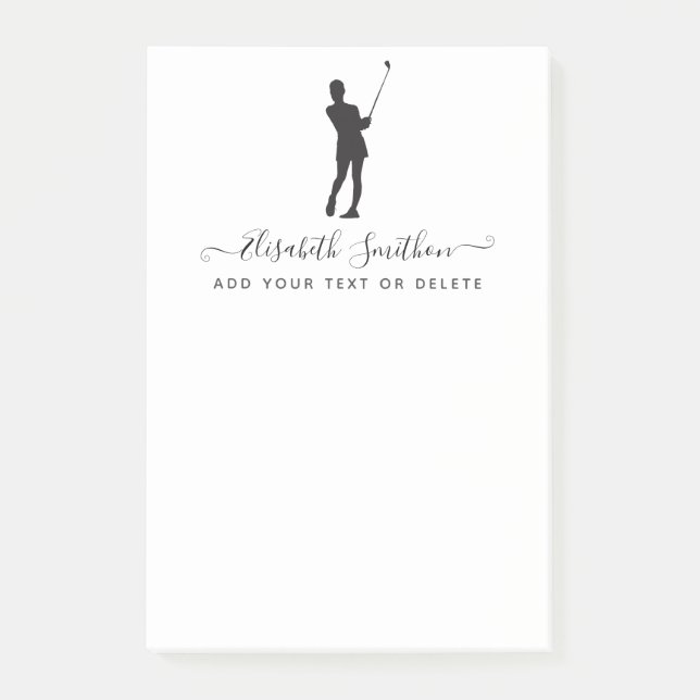 Elegante Black and White Golf Personal Stationery Post-it Klebezettel (Vorderseite)