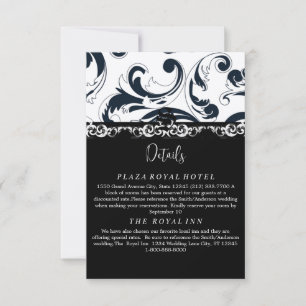 Elegante Black and White Royal Swirl Einschließkar Einladung