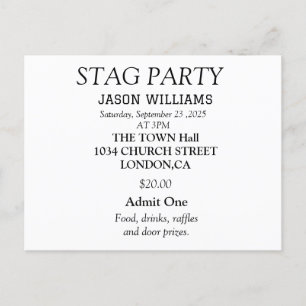 Elegante Black and White Stag Party Einladung Postkarte