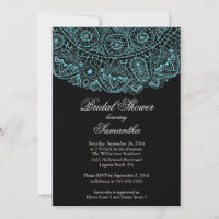 Elegante Black Blue Lace Bridal Dusche Einladung