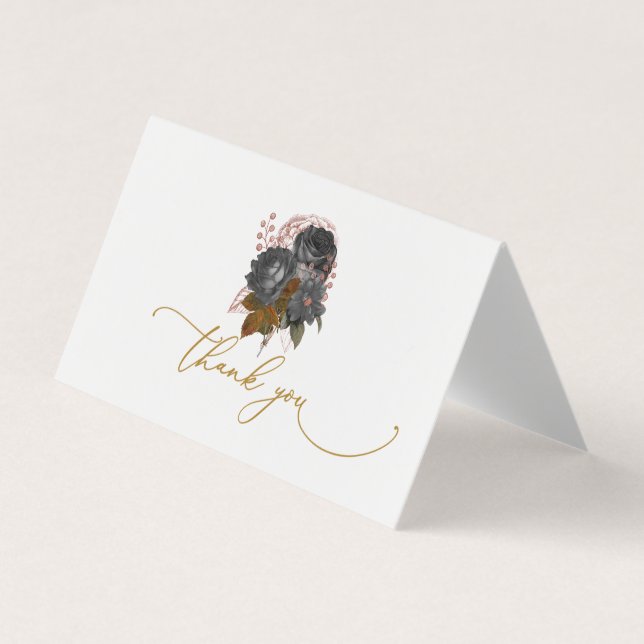 Elegante Black Blume Dankeschön Card Visitenkarten (Vorderseite)