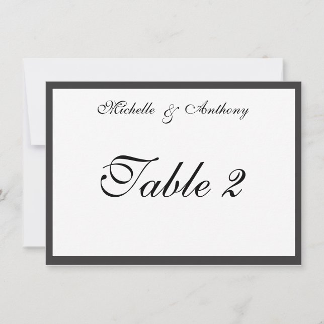 Elegante Black Border Empfang Table Card Einladung (Vorderseite)