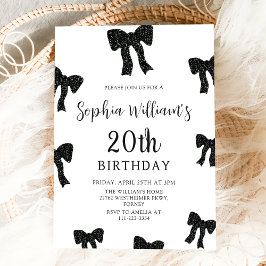Elegante Black Bow 20. Geburtstagsparty Einladung