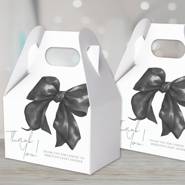 Elegante Black Bow Baby Shower Geschenkschachtel (Elegant Black Bow Baby Shower Favor Boxes )