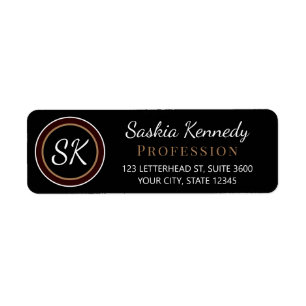 Elegante Black Brown Mix Monogram Rücksendeadresse