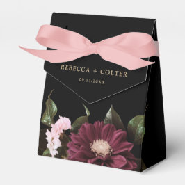 Elegante Black Burgundy Floral Wedding Geschenkschachtel